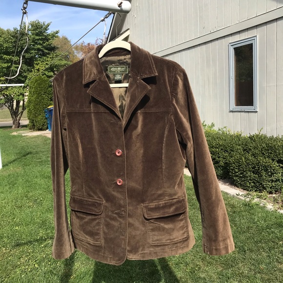 Eddie Bauer Jackets & Blazers - EDDIE BAUER VELVET DARK BROWN JACKET